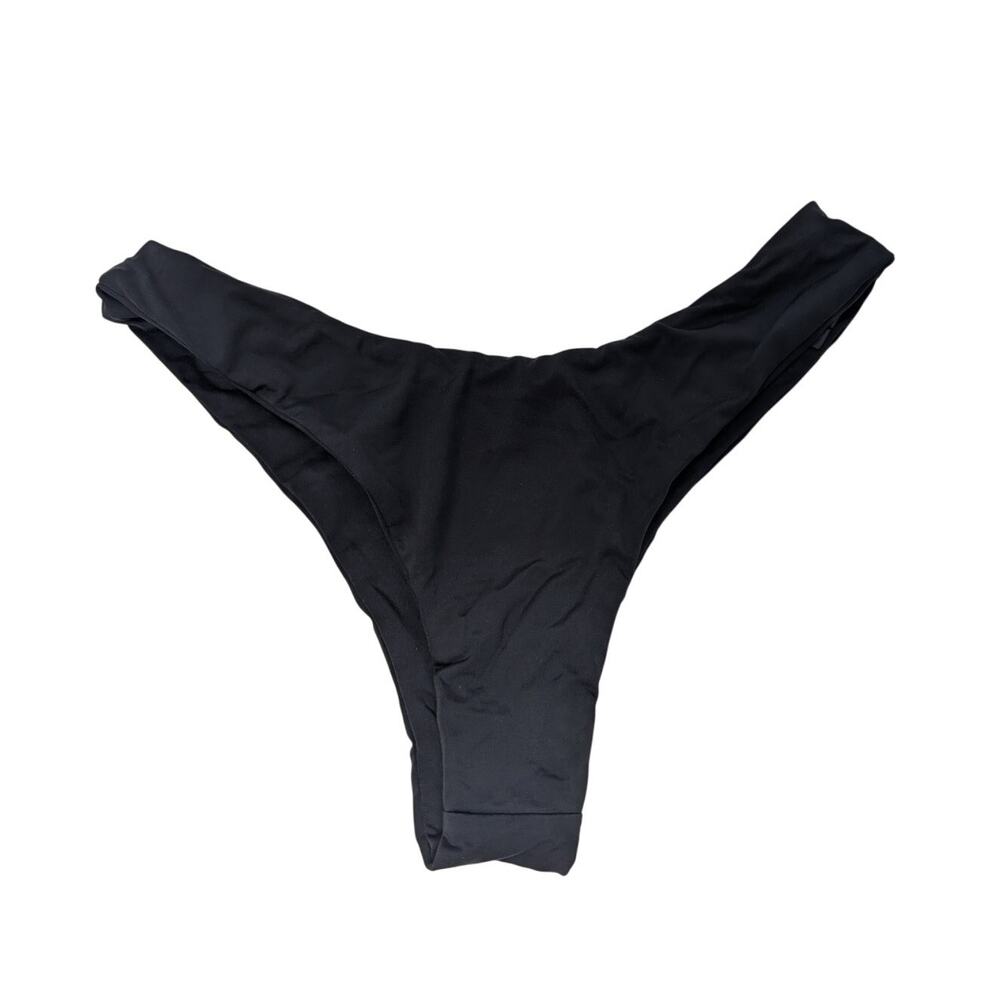 Danielle Guizio Black Cheeky Bikini Bottoms High Rise Beach Vacation Resort